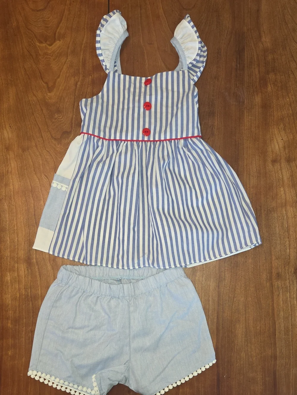 NWOT RICRAC Blue & White Striped Ruffle Outfit